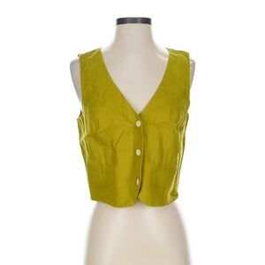 Madewell Chartreuse Sleeveless Button-Up Blouse